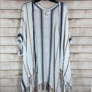 Boho Fringe Long Kimono by Francesca’s